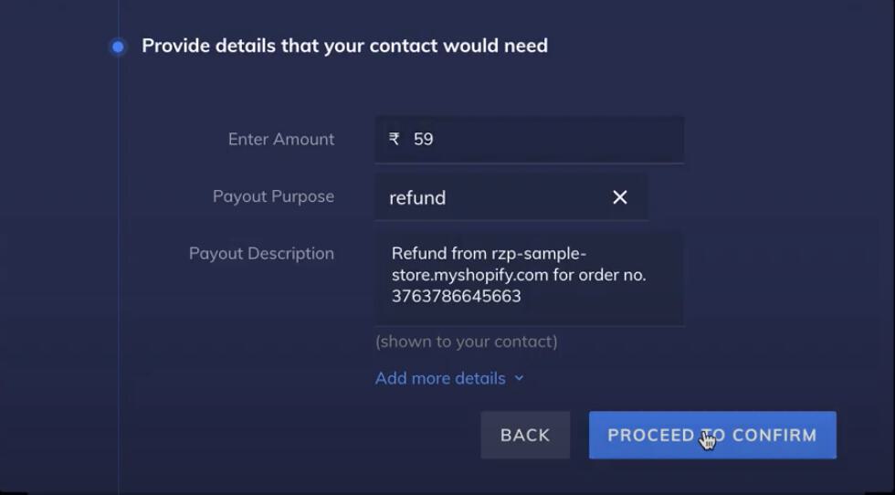 Proceed to Confirm Refund