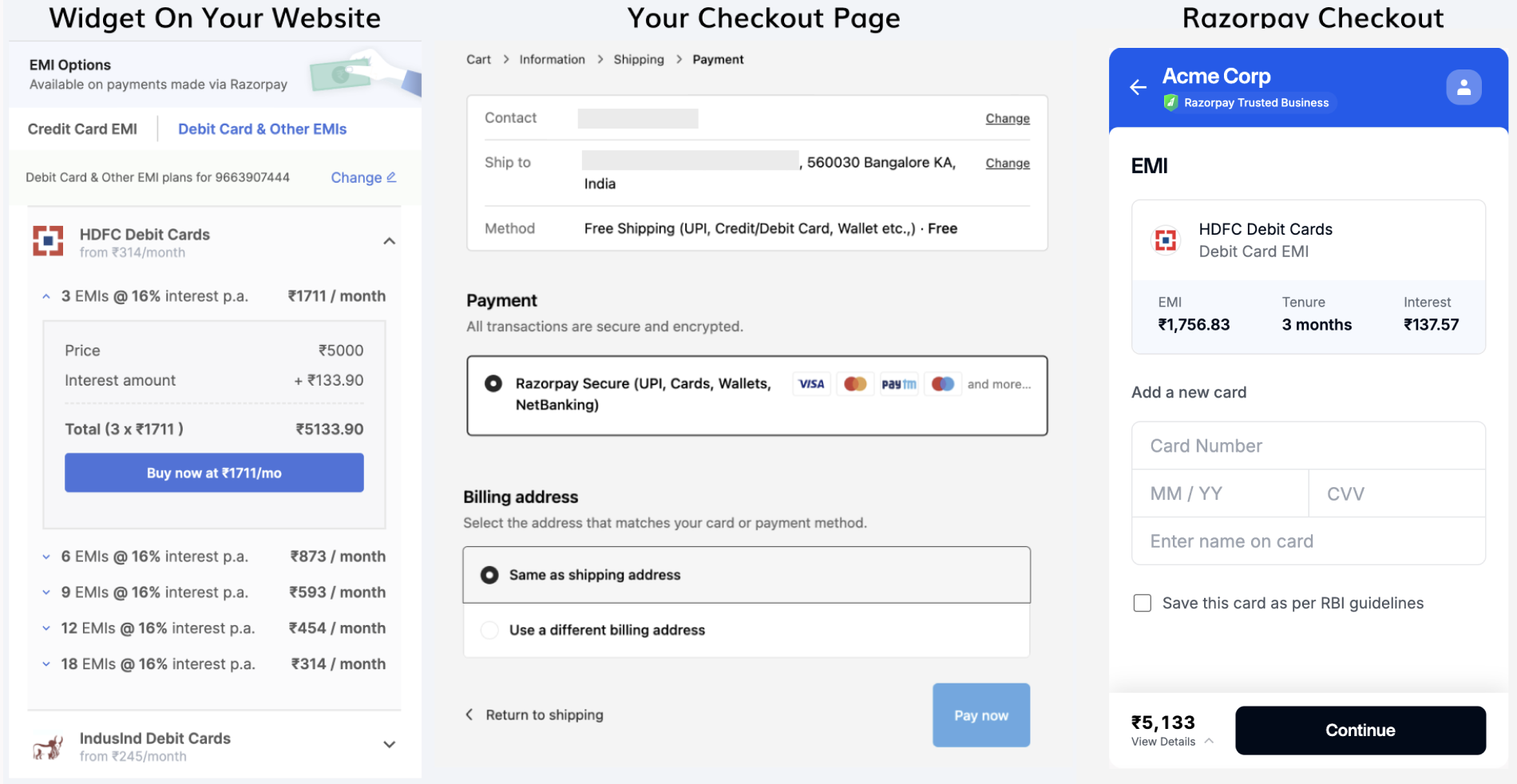 Initiate checkout from widget