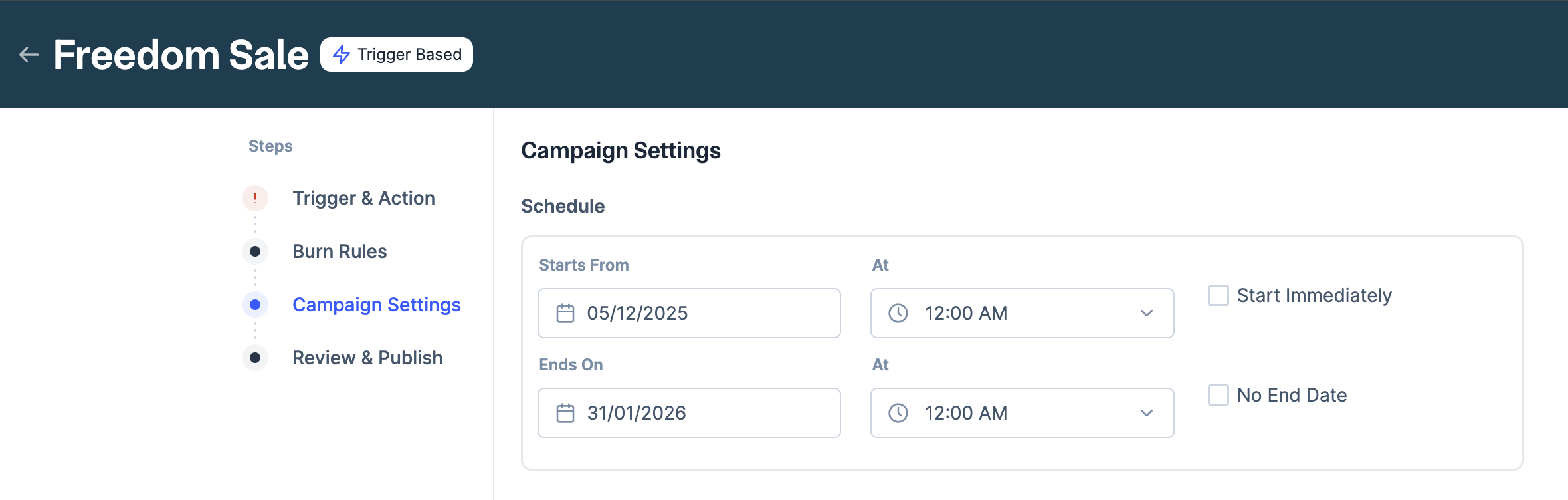 Campaign Schedule