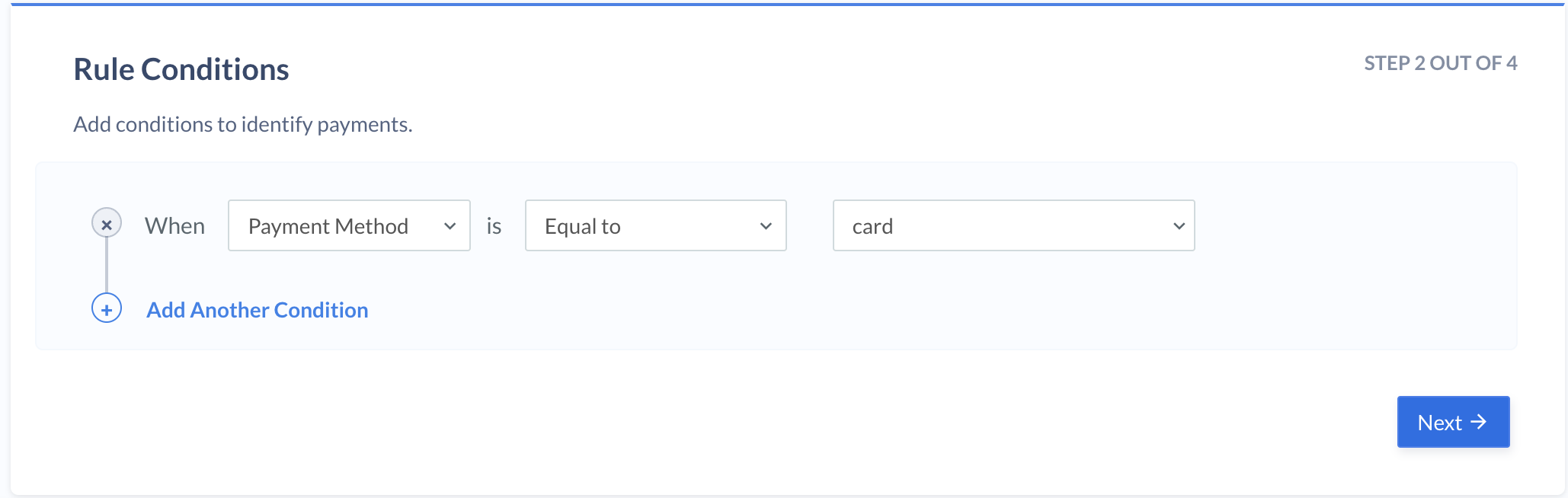 optimizer card recurring payu first rule condition