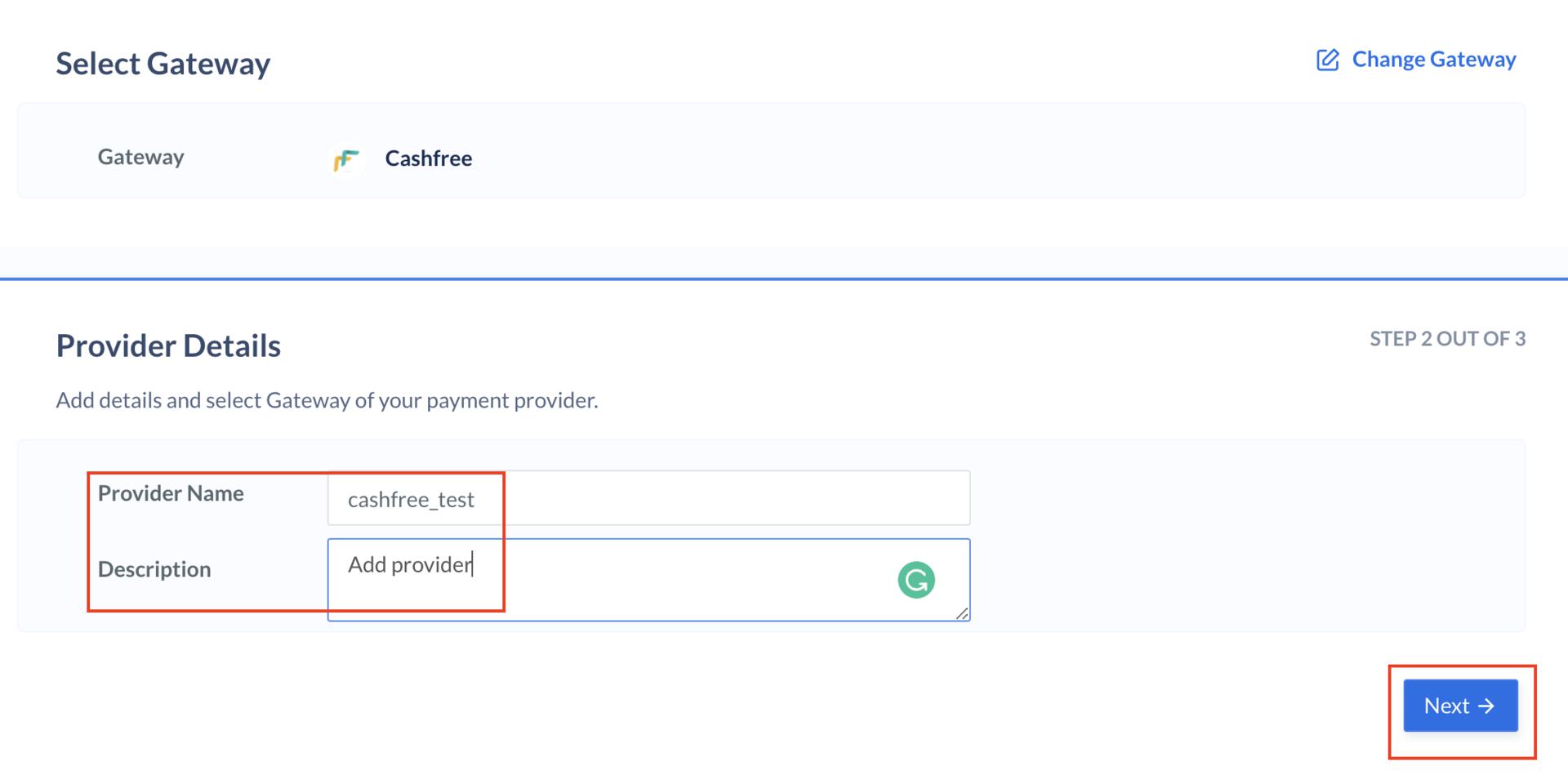 Add cashfree Provider Name