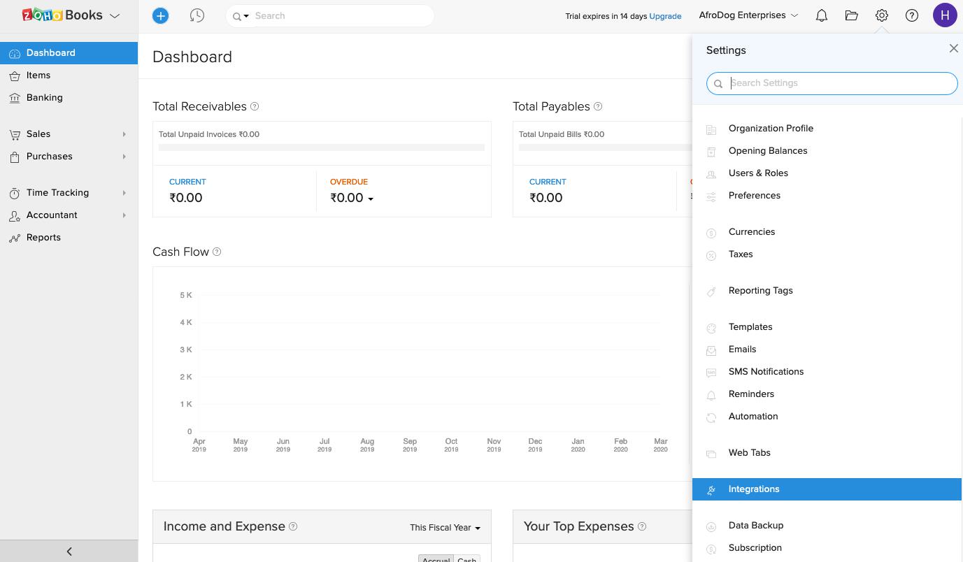 Integrate Zoho suite with Razorpay