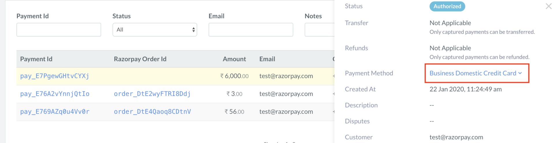 Corporate Card payment method