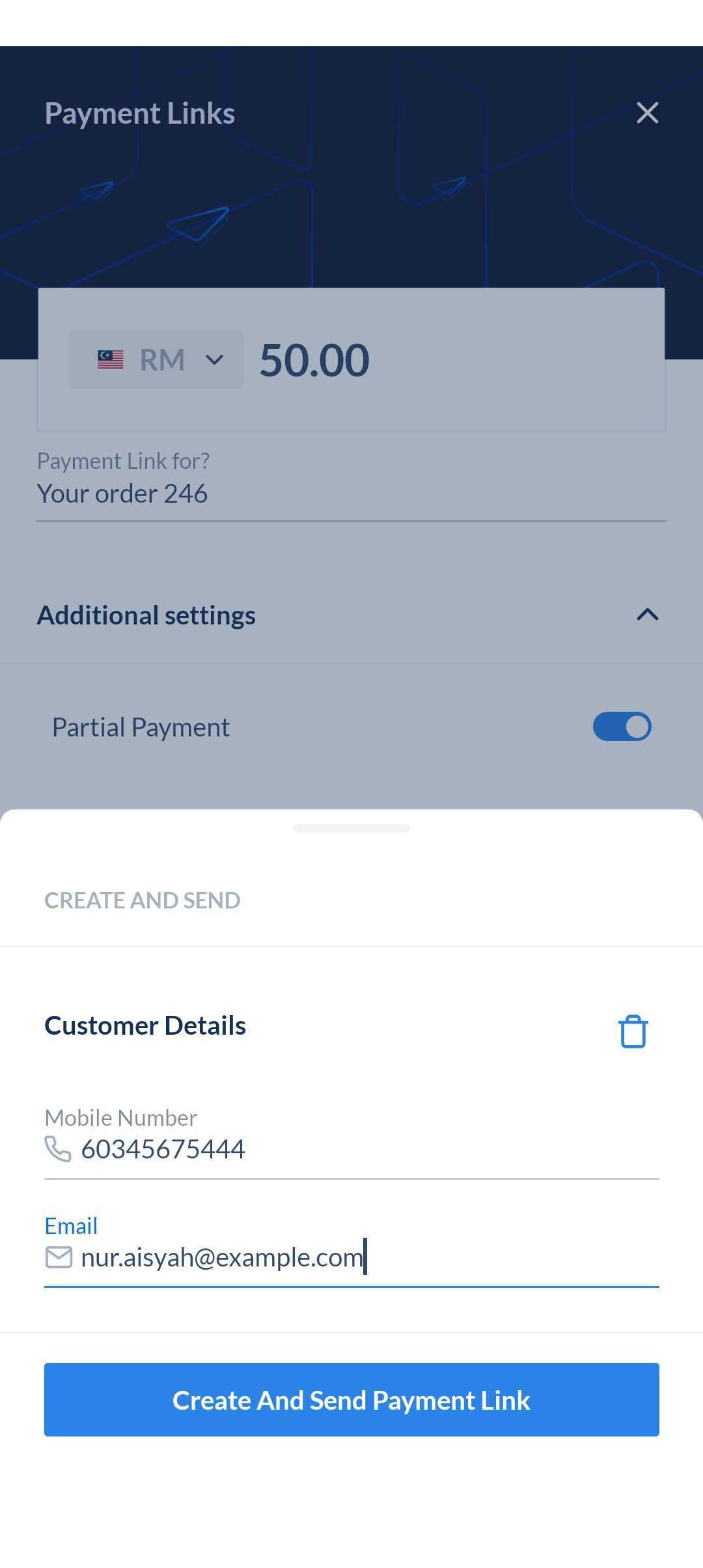 Create and Send Payment Link