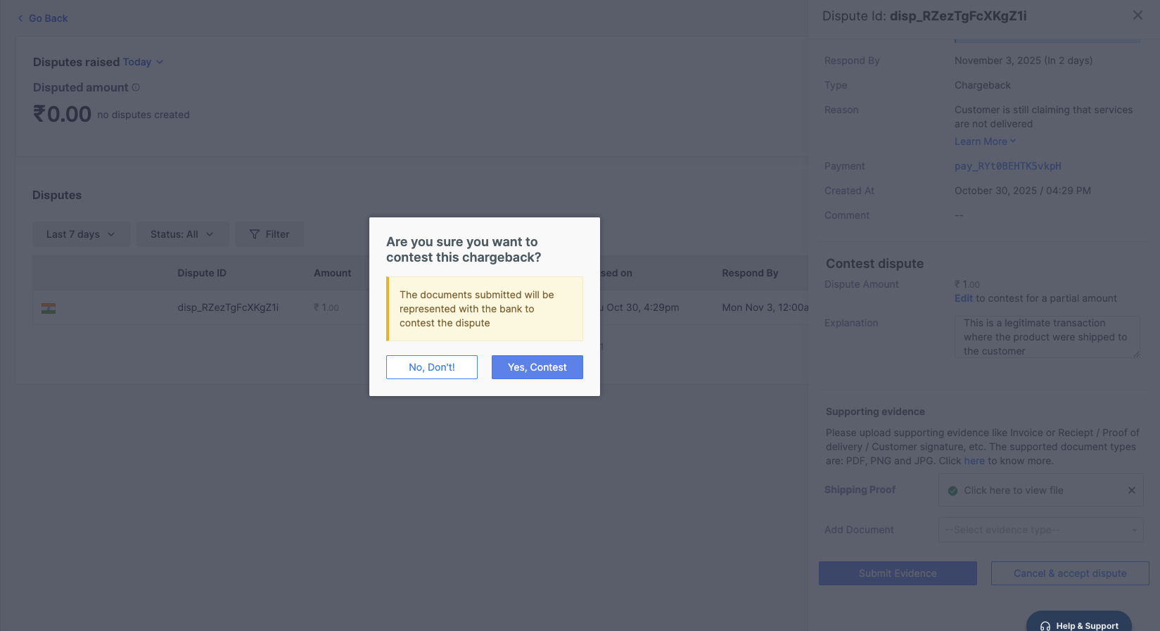 confirm contest evidence