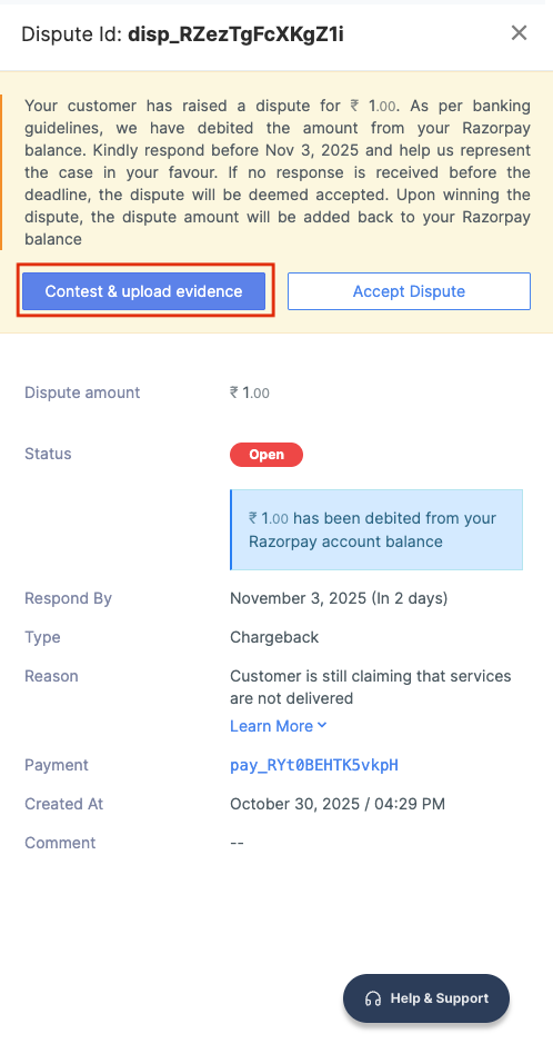 contest and upload dispute