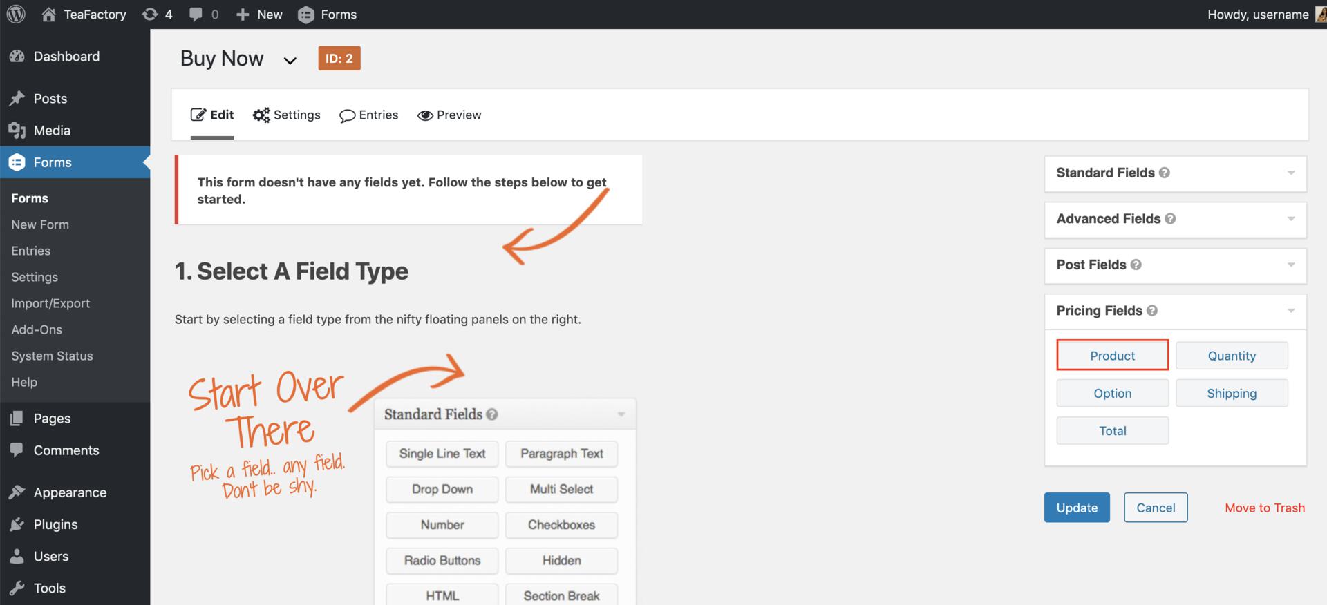 configure gravity form