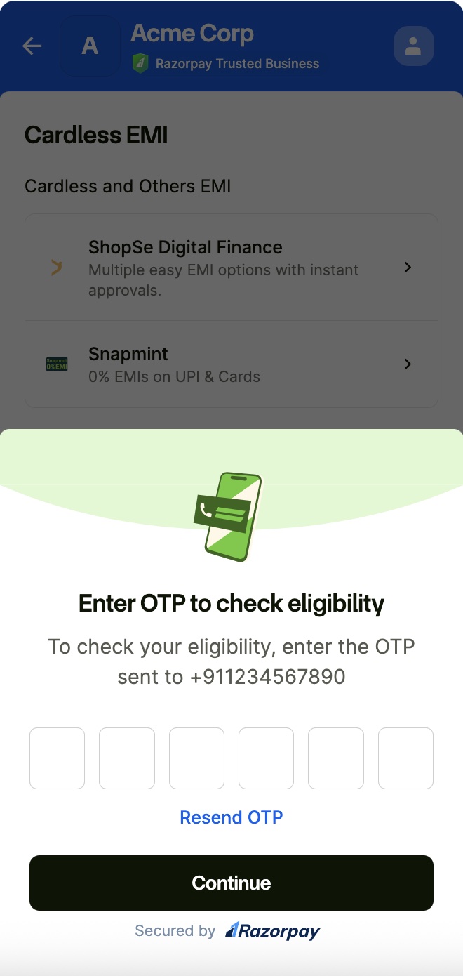 Enter Eligibility OTP