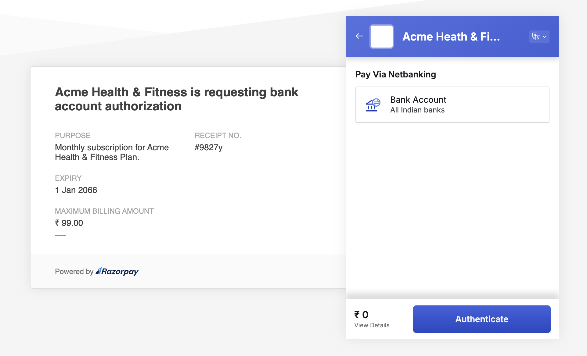 customer selects payment method