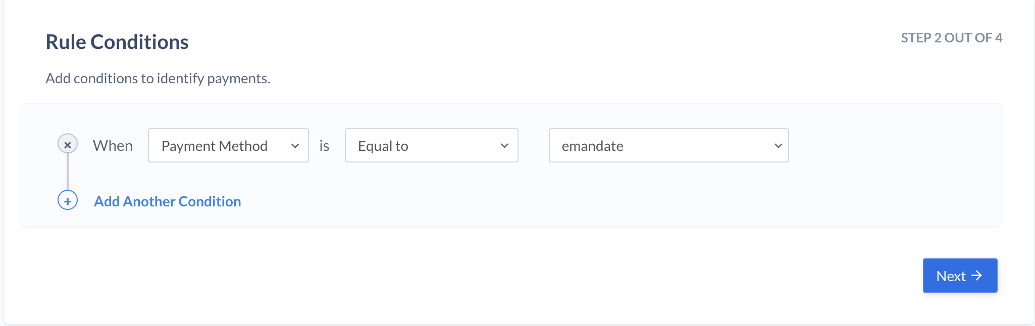 optimizer emandate payu first rule condition