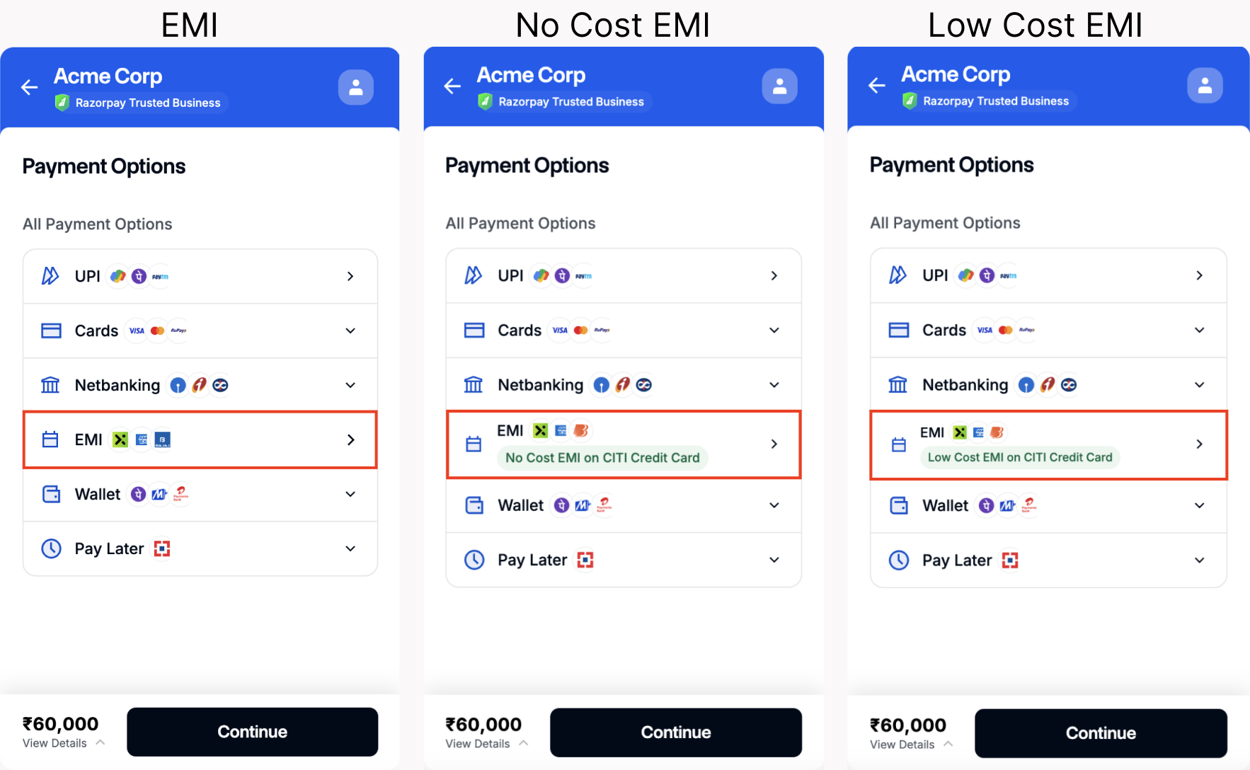 Select EMI or No Cost EMI option.