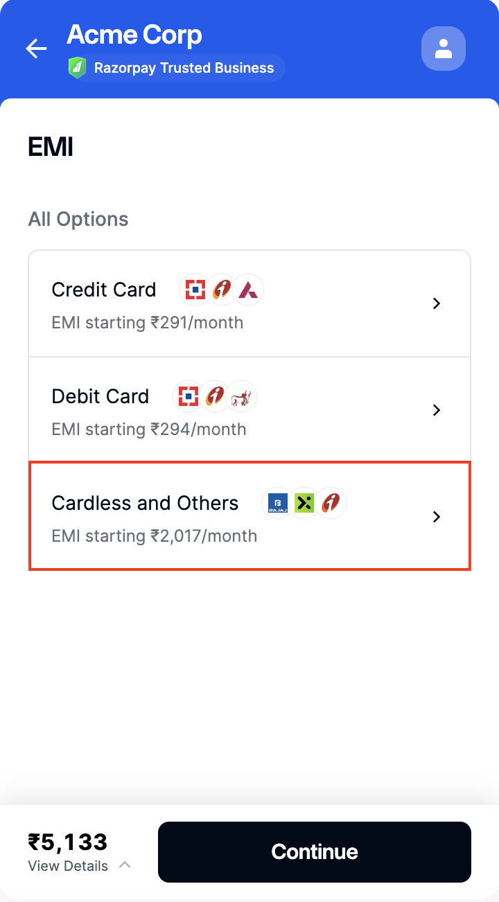 Select Cardless and Others