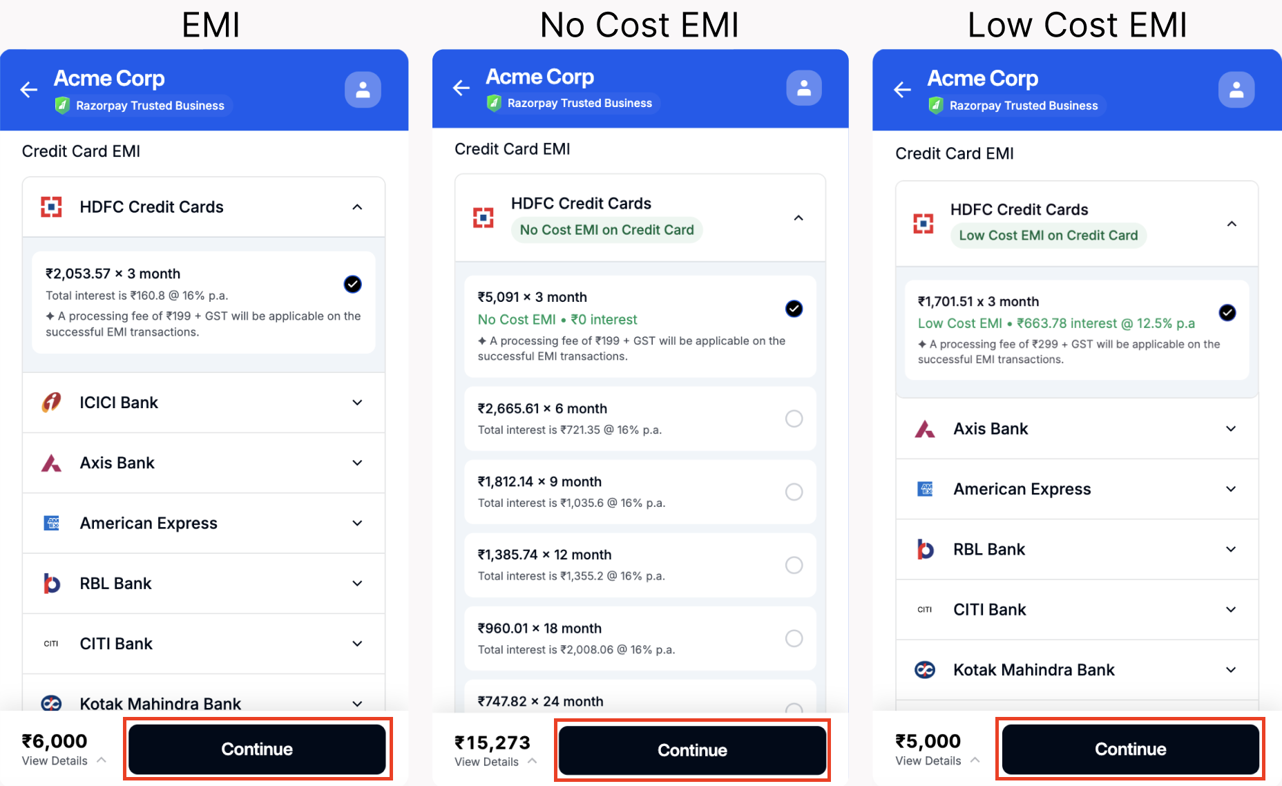 EMI tenure and click Select Plan