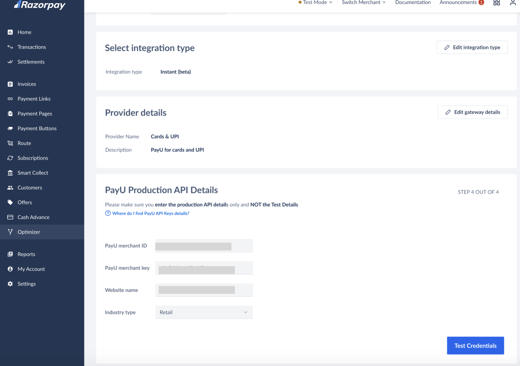 Integration Audit edit production test