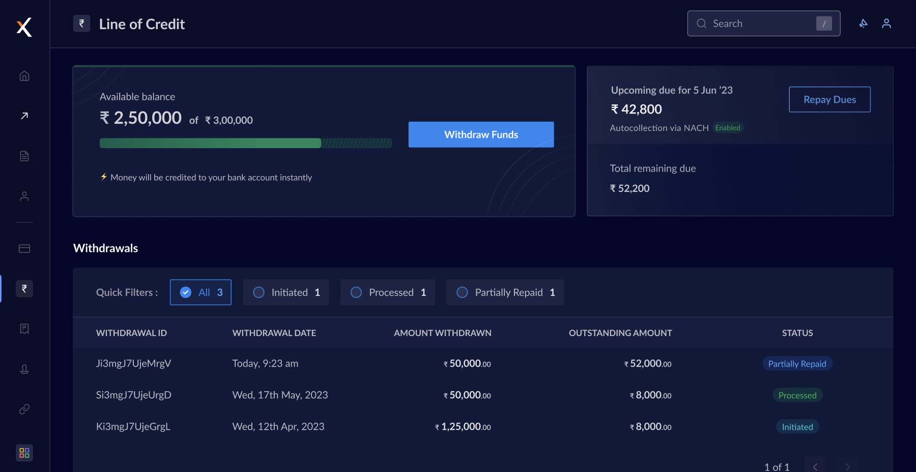 Click Withdraw Funds on RazorpayX Dashboard