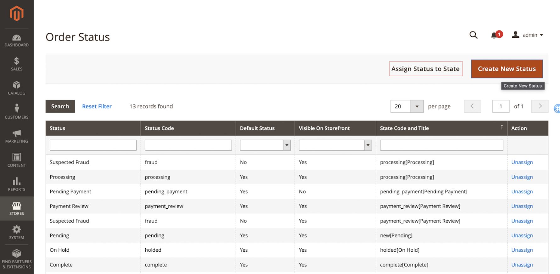 Magento assign status to state