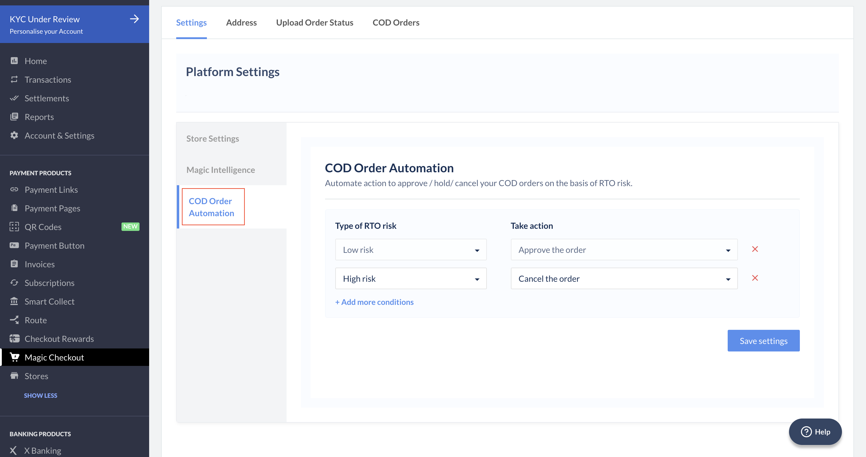 Automate conditions on shopify