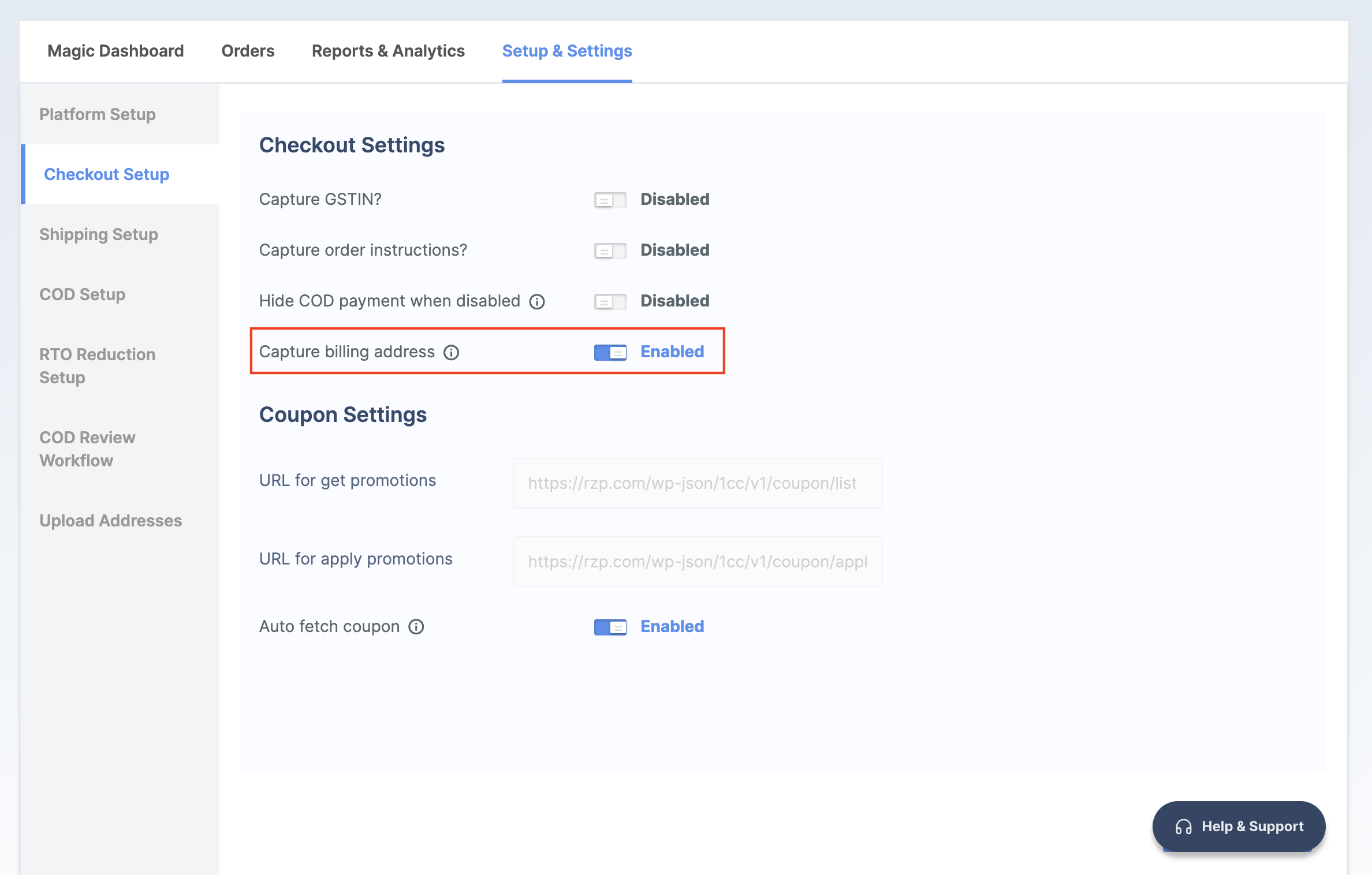 enable separate billing address capture for customers