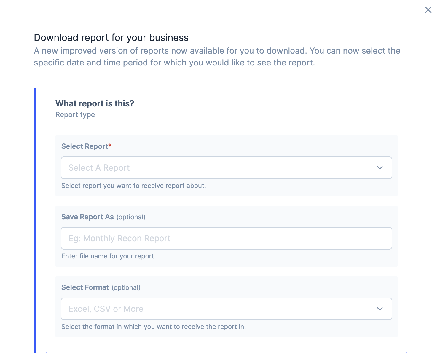Configure report settings