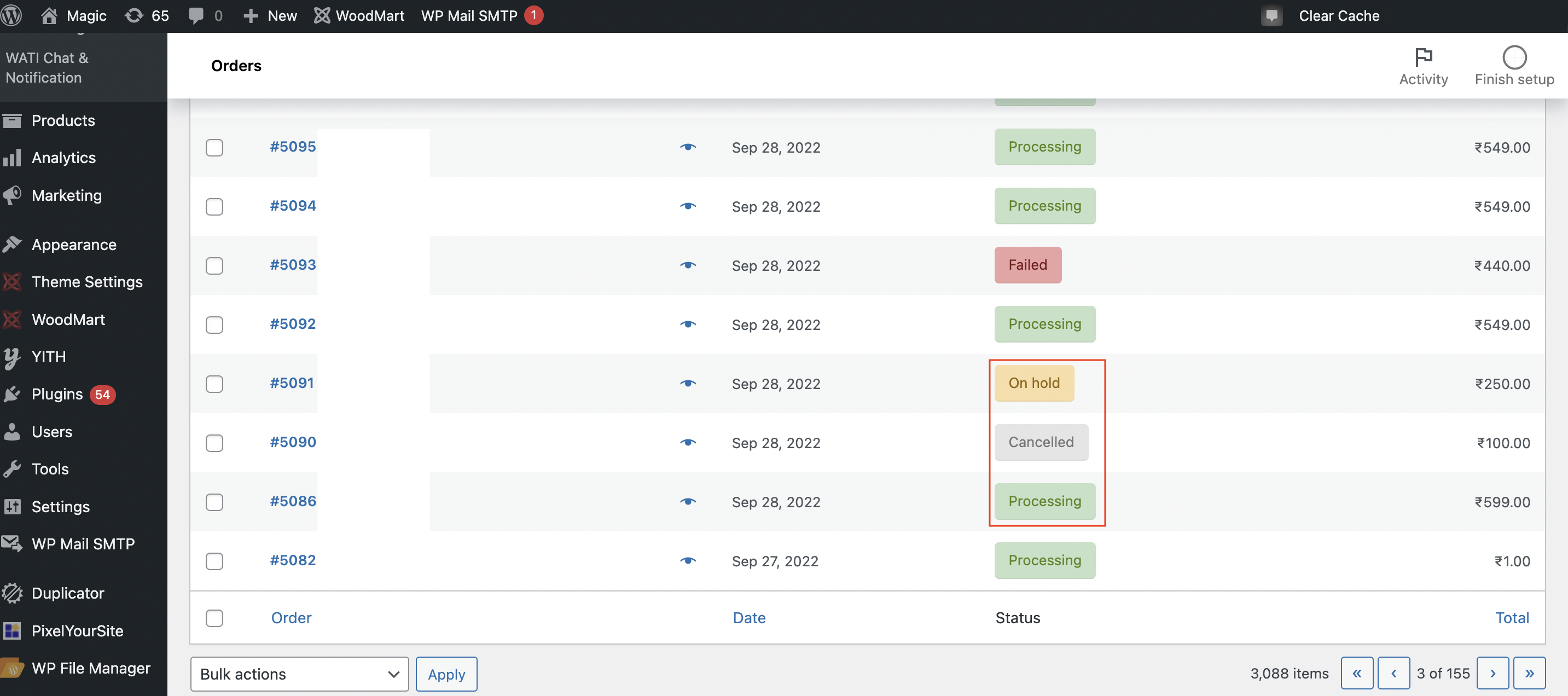 WooCommerce order status based on the actions on the Razorpay Dashboard