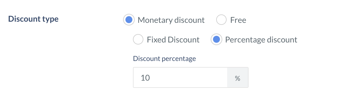 configure percentage discount