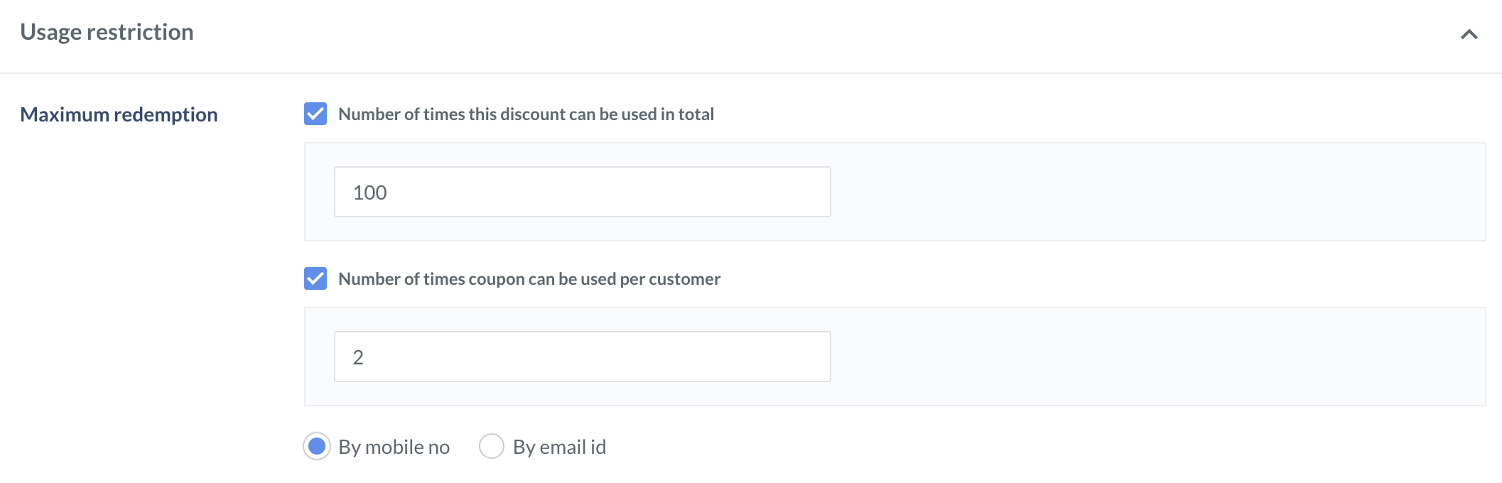 configure coupon restriction