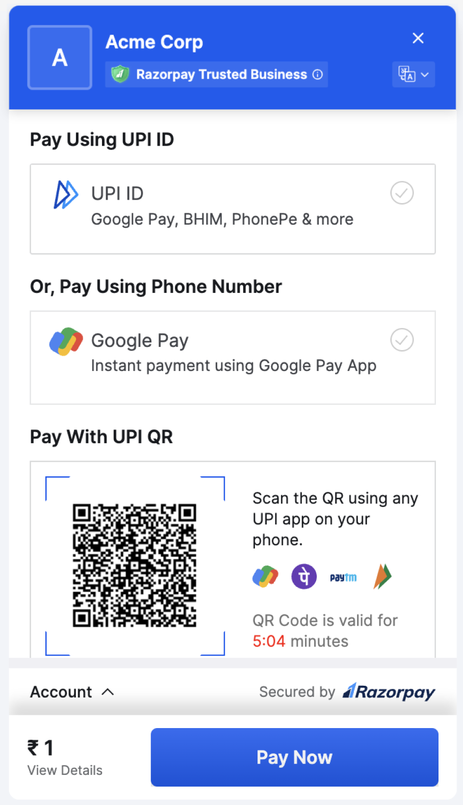 Google Omnichannel Checkout Page