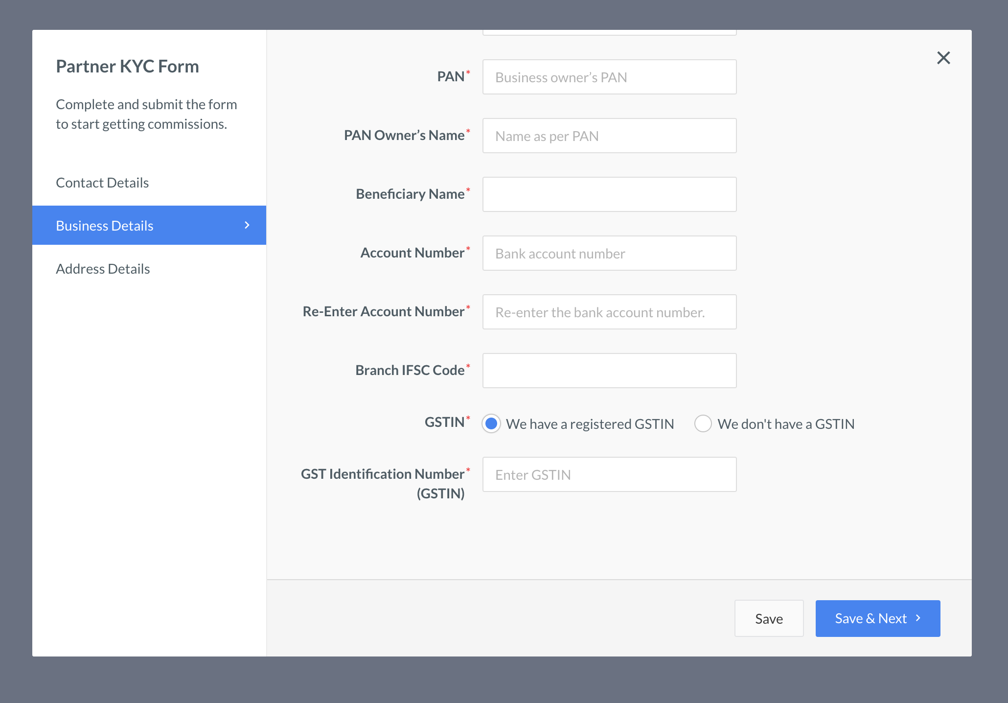 Partners KYC Business Details