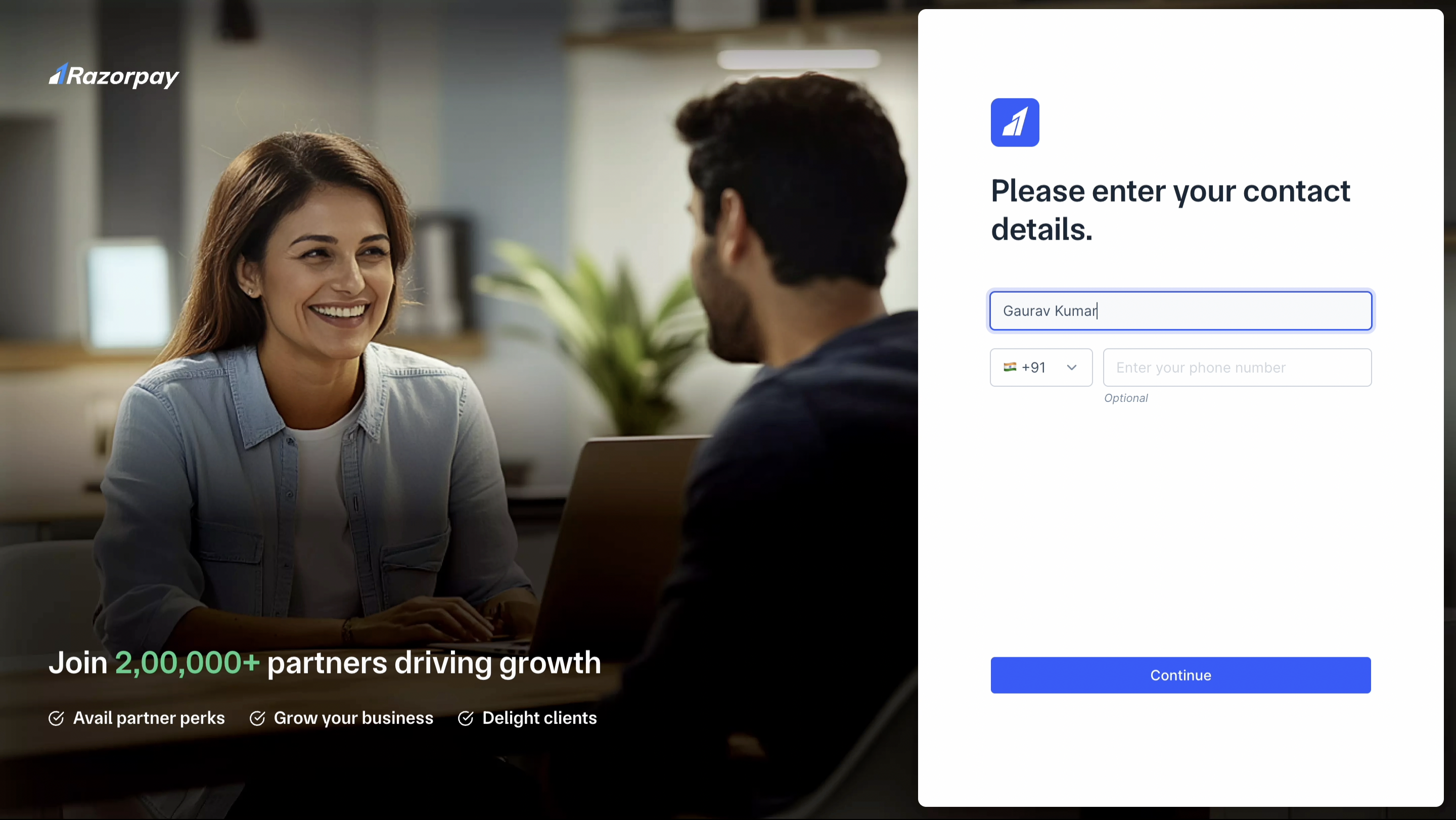 partners - enter name