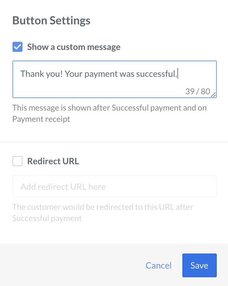 Button Settings custom message