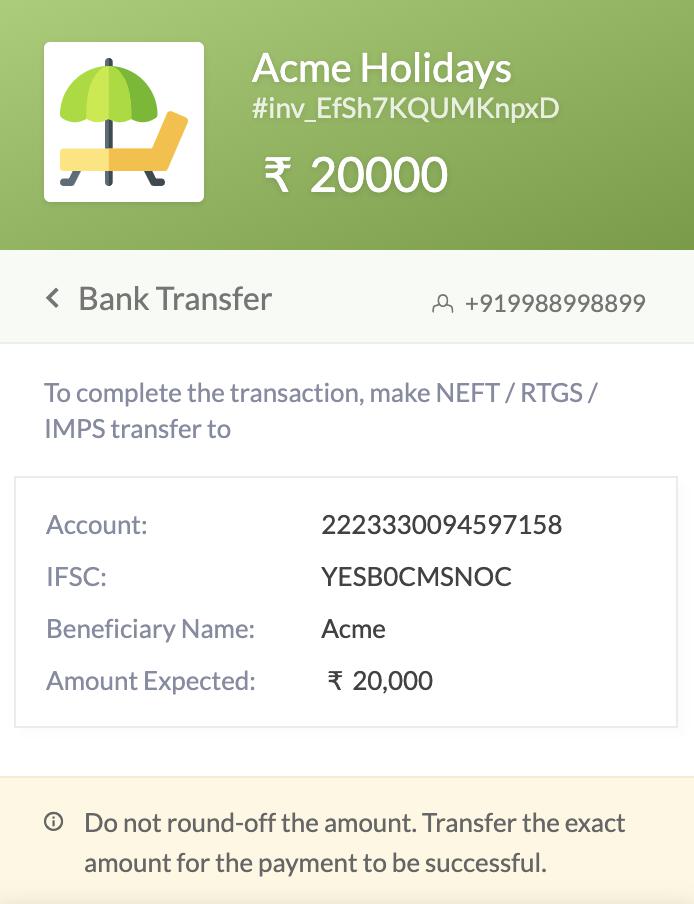 Bank transfer on Payment Links checkout