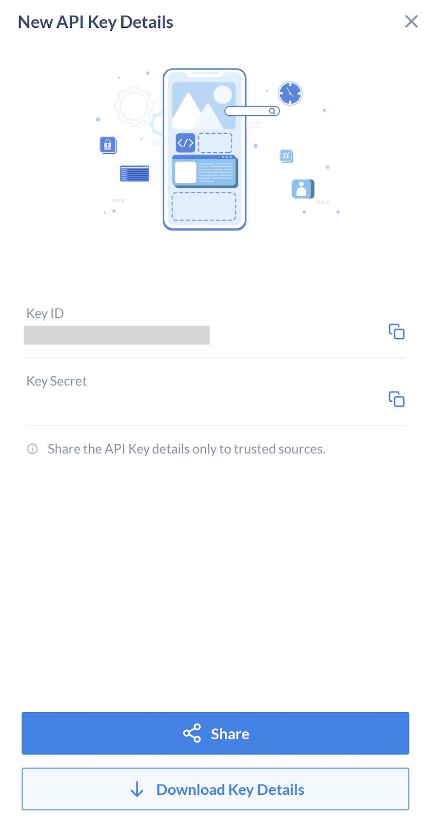 API Key details preview