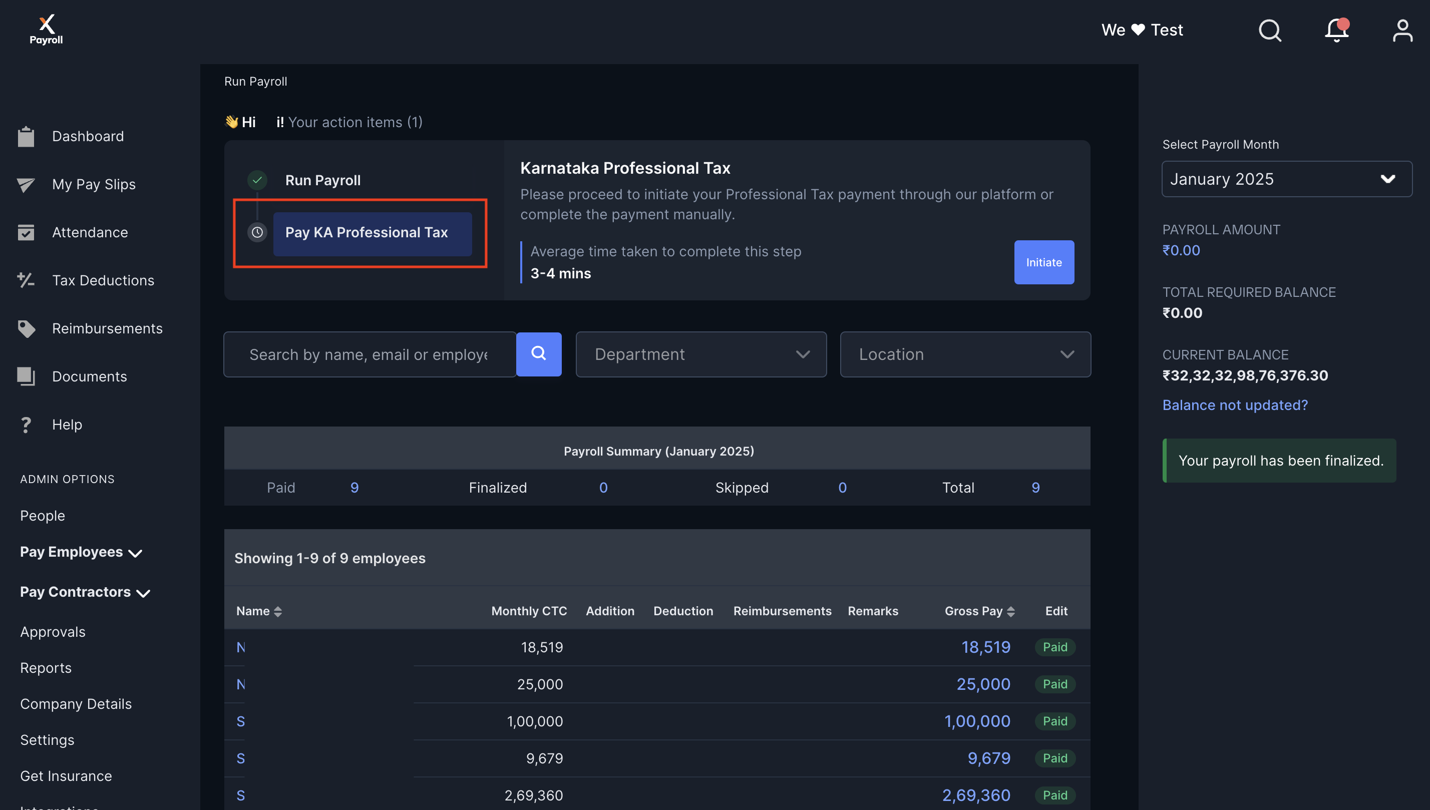 Start PT automation on Payroll Dashboard