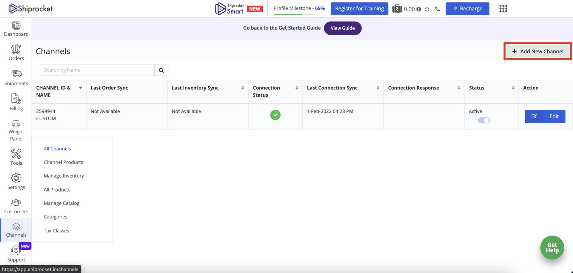 Shiprocket - Add New Channel