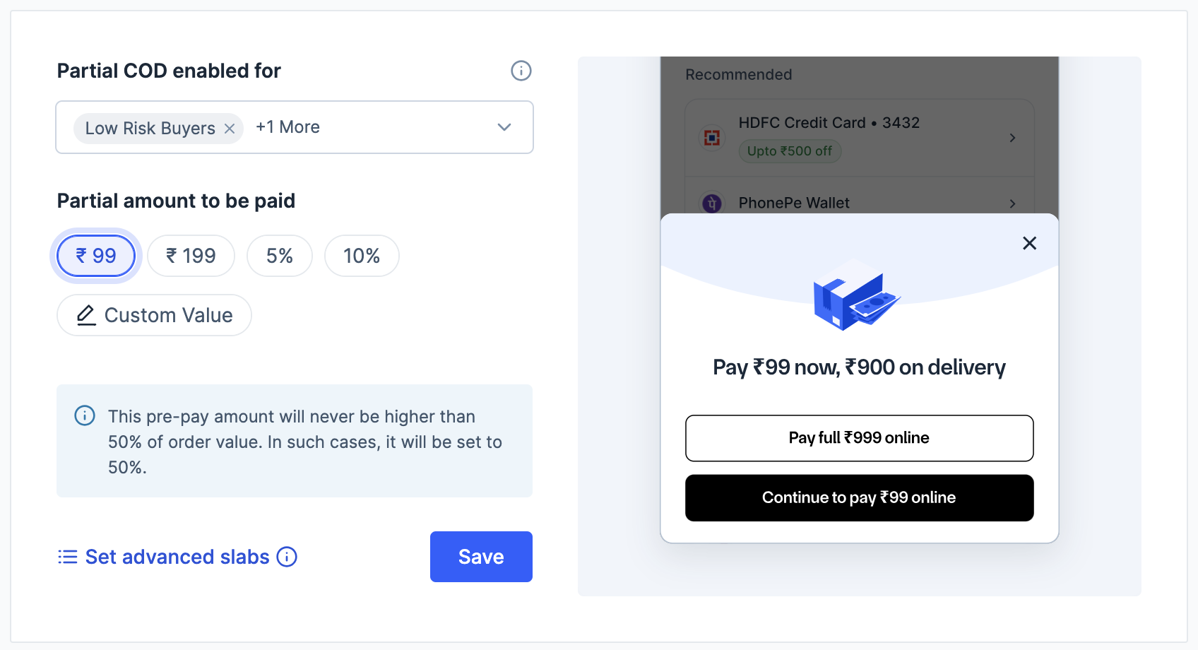 choose a default amount