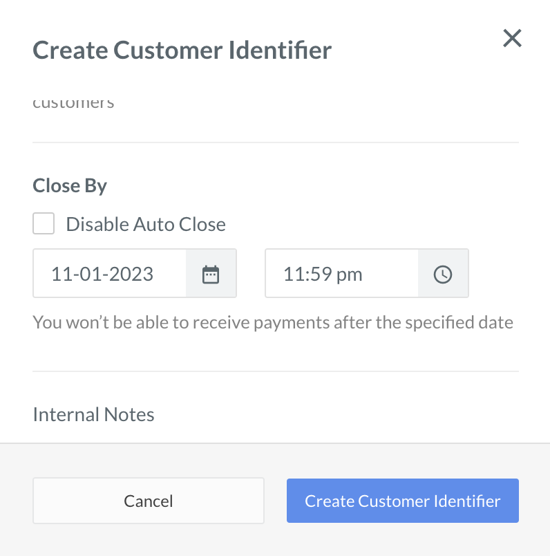 Set a Close-by date for your Virtual Account