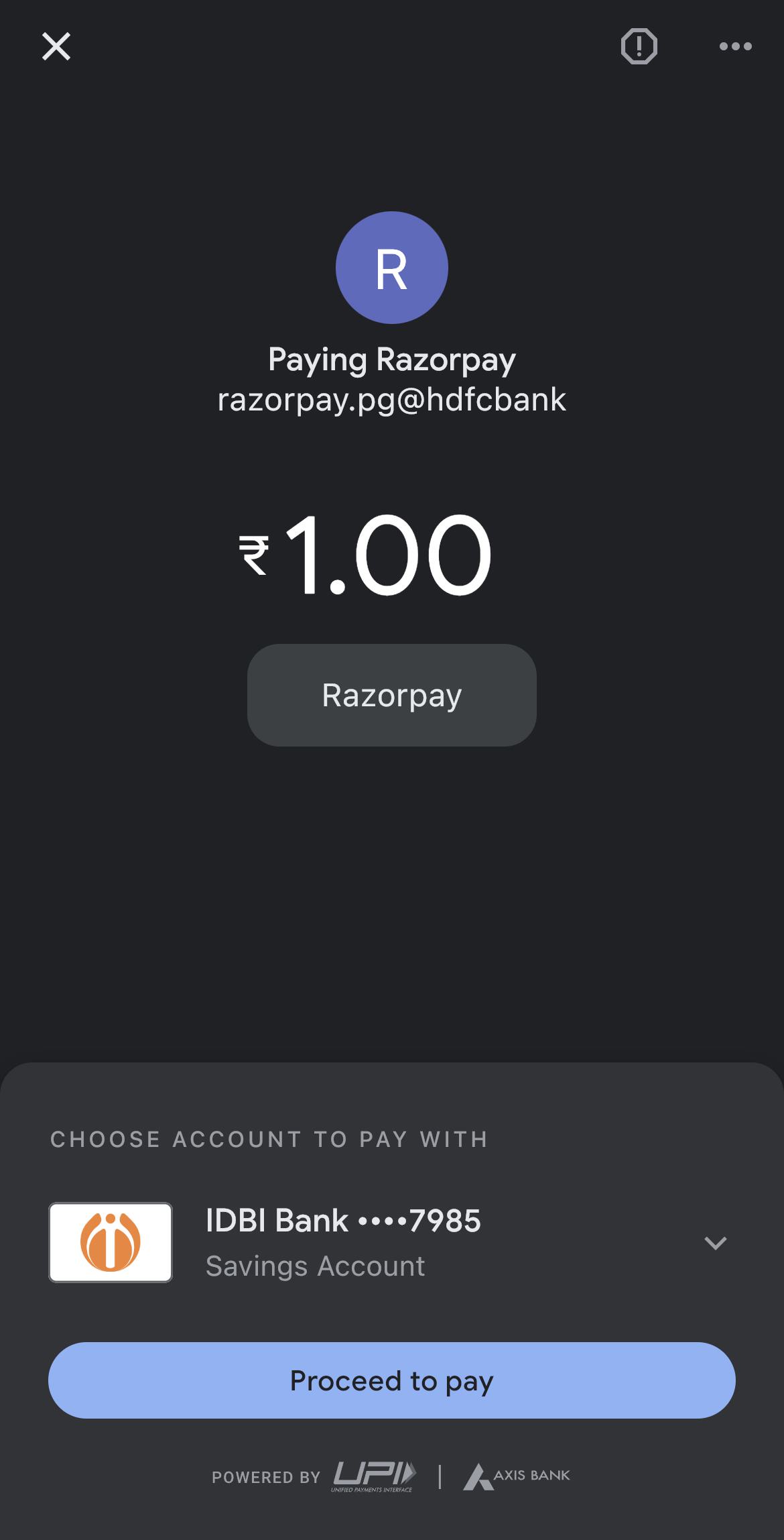 Payment on Google Pay App