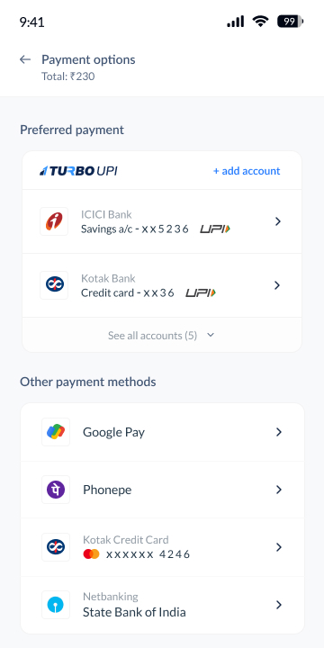 Razorpay Turbo UPI Payment Flow