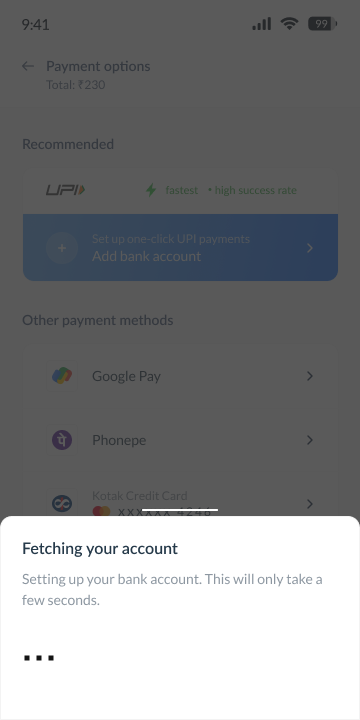 Turbo UPI Fetch Bank Account