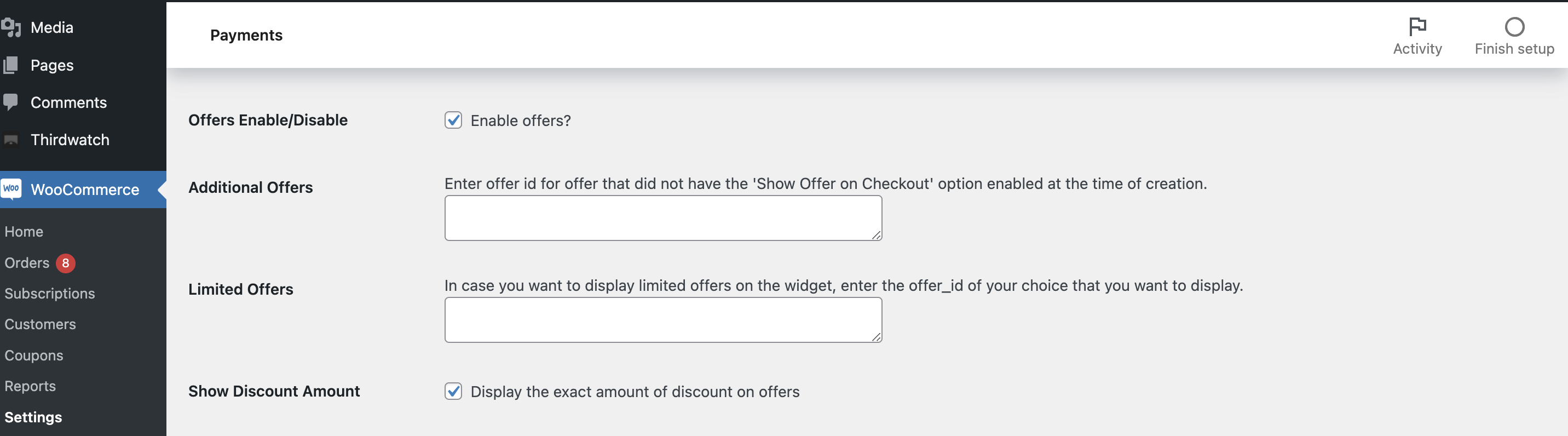 Configure the offers on the widget