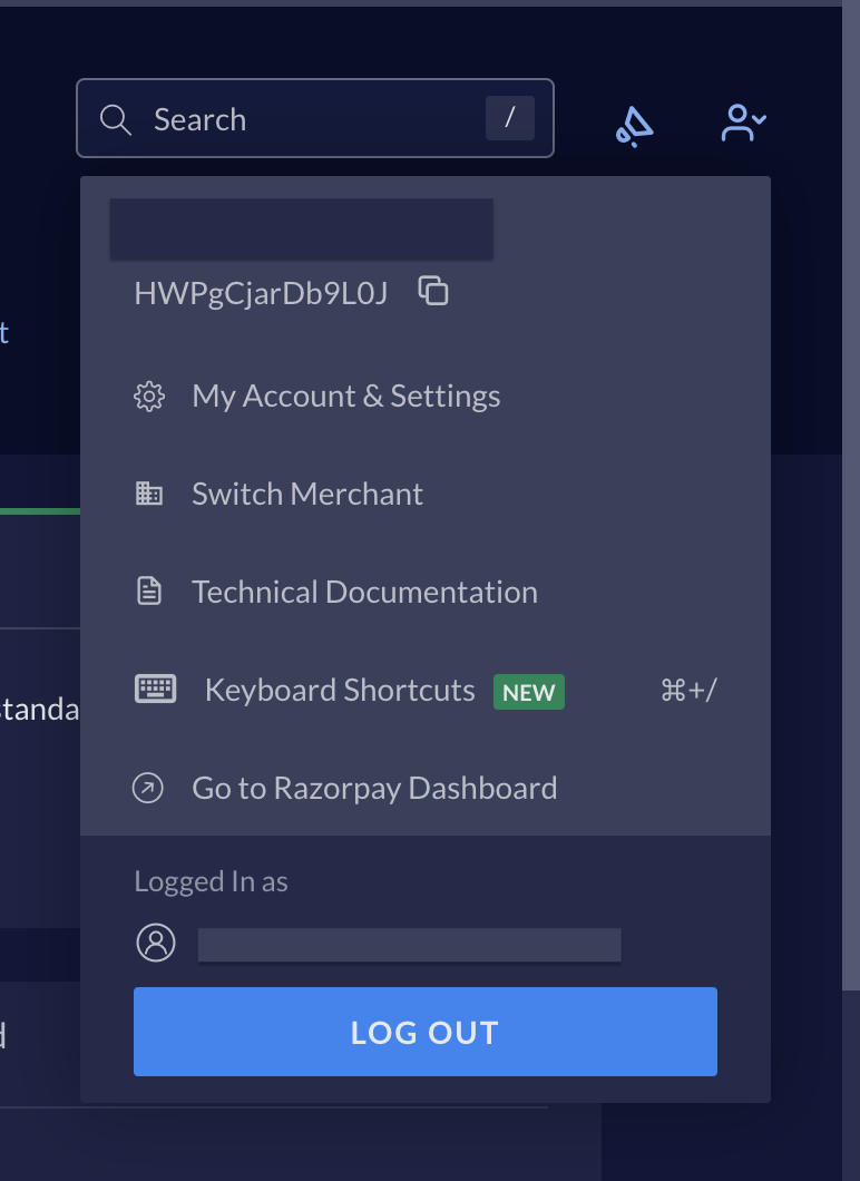 RazorpayX Dashboard Profile