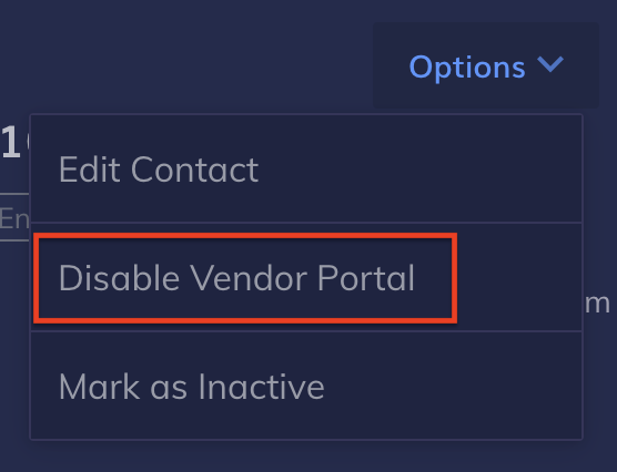 Disable Vendor Portal