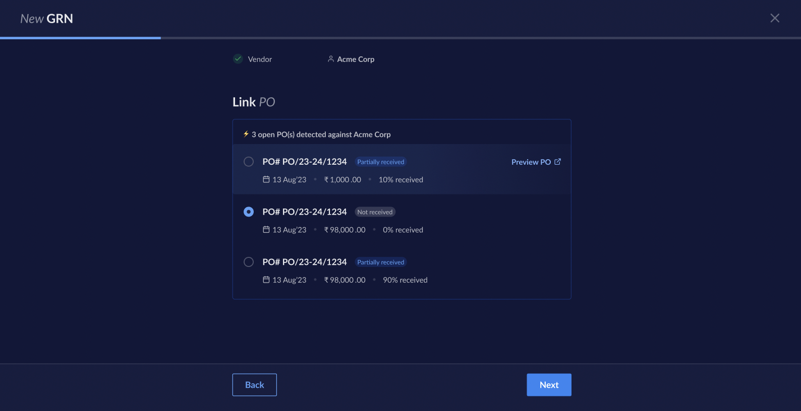 Link Purchase Order