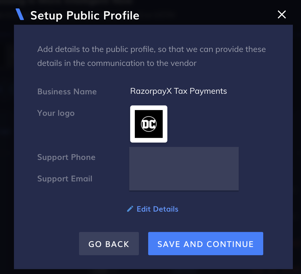 Vendor Portal - Set up Public Profile