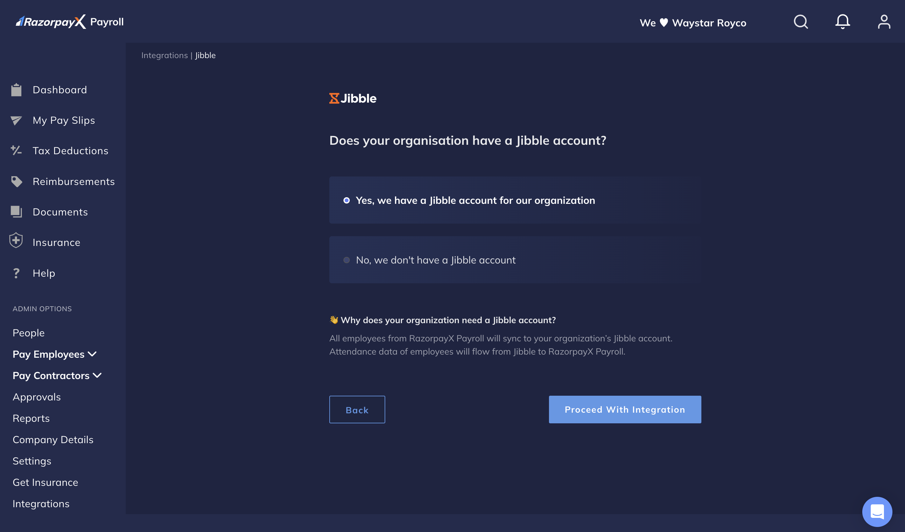 Proceed with Jibble Integration on Payroll