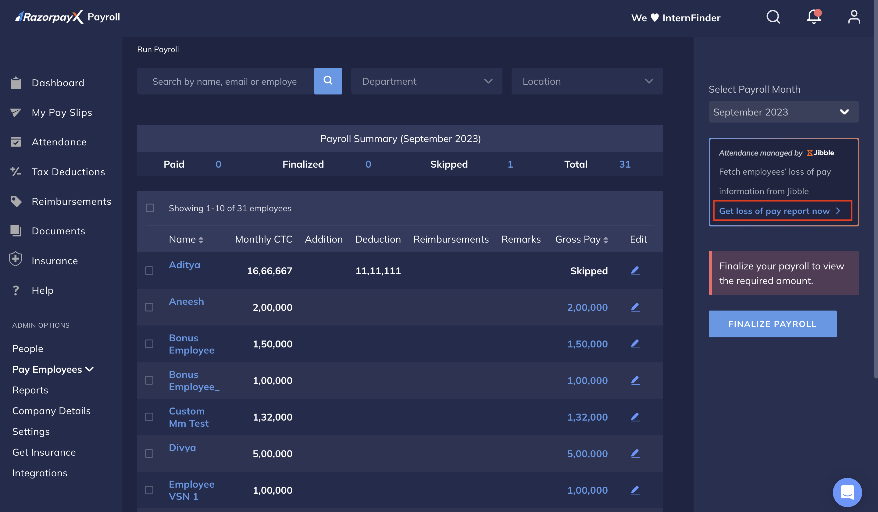 Sync Jibble to get automated loss of pay report